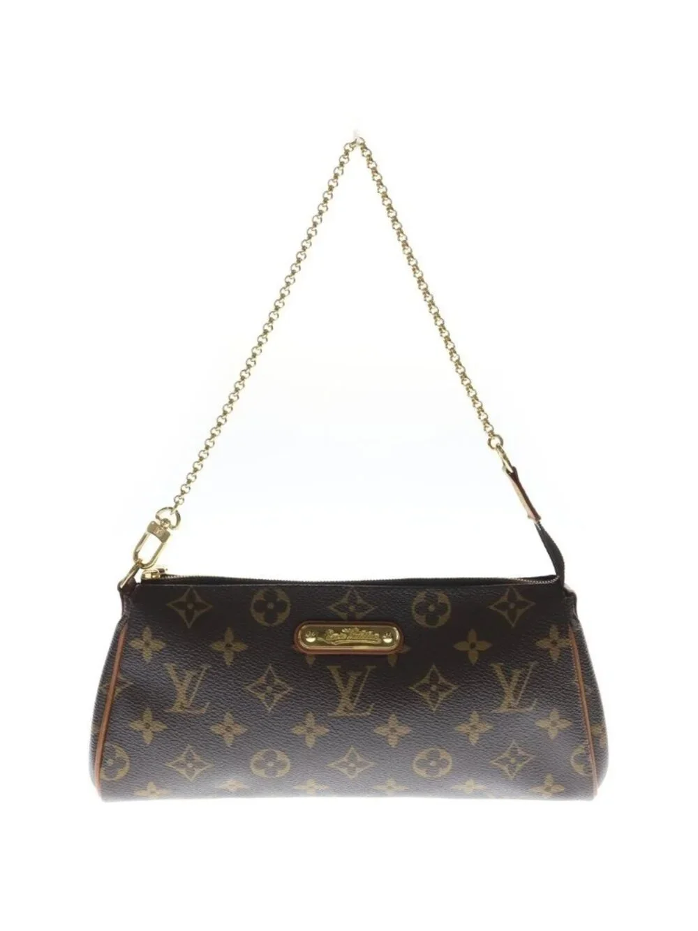 Louis Vuitton Monogram 2-Way Chain Shoulder Bag Brown Leather Gold